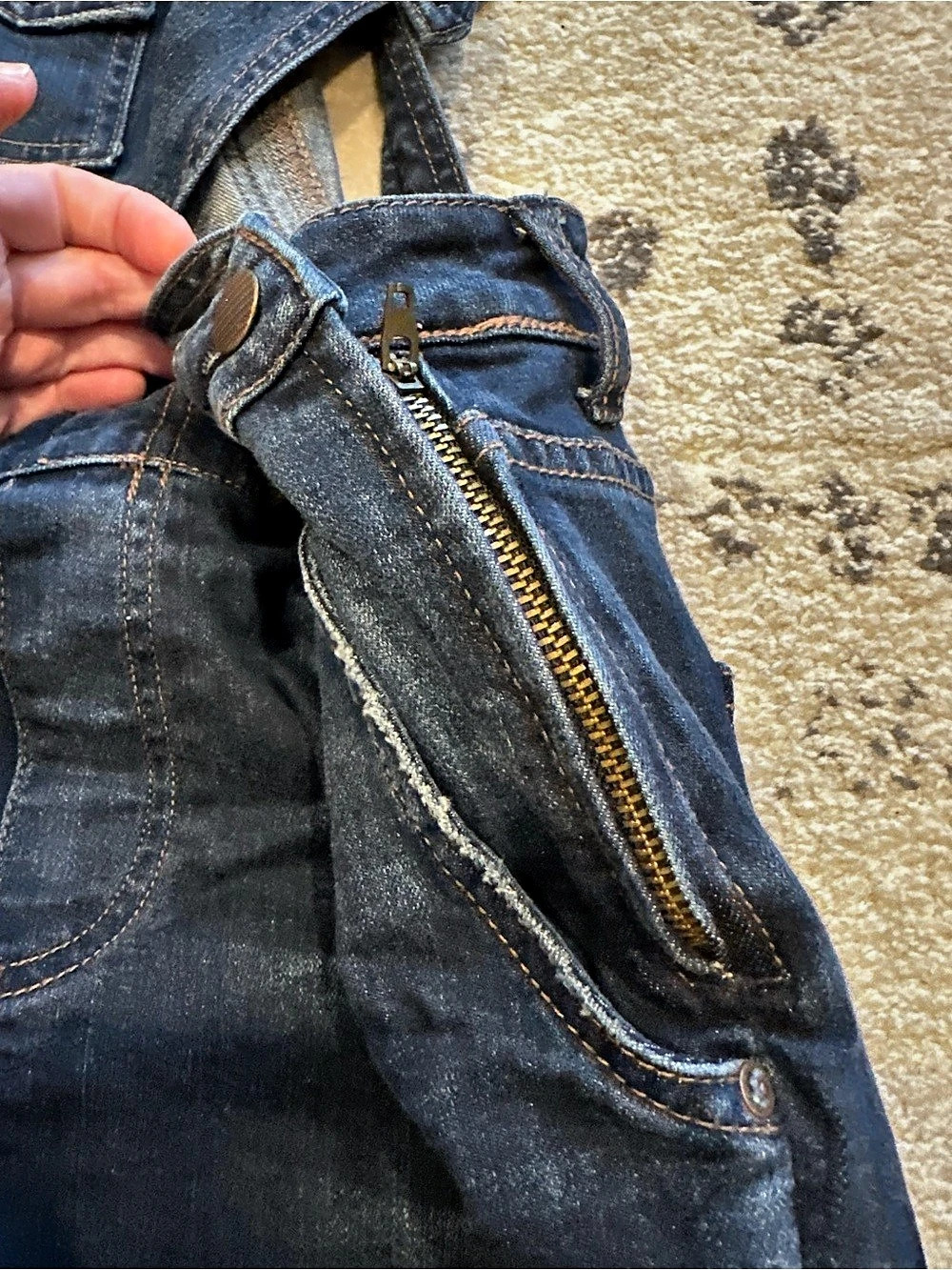 Free People FP Utility Overall Denim Straight Leg Overalls Waist 27 - Picture 6 of 10